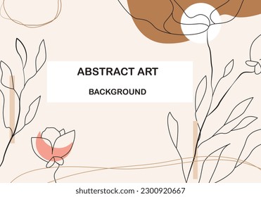 Minimalistic style with floral elements and texture. Editable vector template for card, banner, invitation, social media post, poster, mobile apps, web ads.