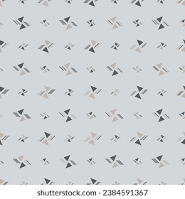 Minimalistic style geometric textile seamless pattern. Abstract graphic background with triangles, lines, grid. Repeat vintage design for print. 