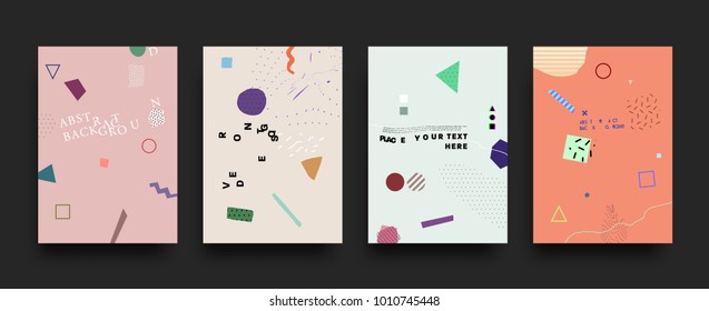 Minimalistic style posters and placards covers set | Geometric elements and patterns for futuristic background design | Vector illustration