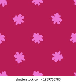 Minimalistic style seamless pattern with botanic flower elements. Bud silhouettes floral shapes. Graphic design for wrapping paper and fabric textures. Vector Illustration.