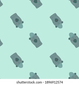 Minimalistic style seamless pattern with pale navy blue bear ornament. Light background. Funny animal print. Vector illustration for seasonal textile prints, fabric, banners, backdrops and wallpapers.