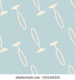 Minimalistic style seamless pattern with white colored circus ring silhouettes ornament. Light blue background. Stock illustration. Vector design for textile, fabric, giftwrap, wallpapers.