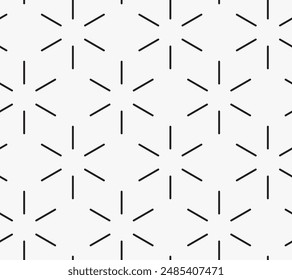 Arrière-plan minimaliste élégant avec formes répétitives à six branches. Arrière-plan blanc et lignes simples.
