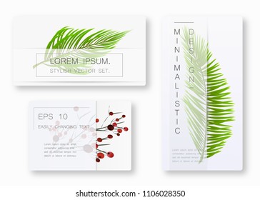 Minimalistic stylish cover strict border template set with flowers. Can Be Used Flyers Banners Or Web. Shape Abstract Business stile. Monophonic Design. Vector illustration.
