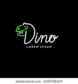 Minimalistic and stylish Dino emblem. Modern graphics. Vector illustration with text in a fashionable simple style.