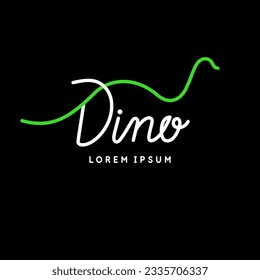 Minimalistic and stylish Dino emblem. Modern graphics. Vector illustration with text in a fashionable simple style.