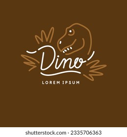 Minimalistic and stylish Dino emblem. Modern graphics. Vector illustration with text in a fashionable simple style.