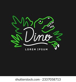 Minimalistic and stylish Dino emblem. Modern graphics. Vector illustration with text in a fashionable simple style.