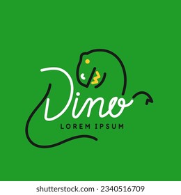 Minimalistic and stylish Dino emblem. Modern graphics. Vector illustration with text in a fashionable simple style.