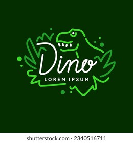 Minimalistic and stylish Dino emblem. Modern graphics. Vector illustration with text in a fashionable simple style.