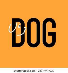 Minimalistic and stylish Dog emblem. Modern printing house. Illustration with text in a fashionable simple style.