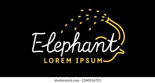 Minimalistic and stylish Elephant emblem. Vector illustration with text in a fashionable simple style.
