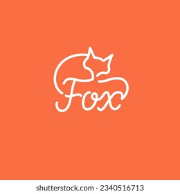 Minimalistic and stylish Fox emblem. Modern graphics. Vector illustration with text in a fashionable simple style.