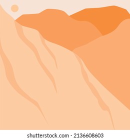 Minimalistic stylish landscape with mountains. Beautiful gradient mountains. Landscape with mountains and lake