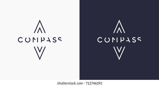 Minimalistic and stylish logo Compass. Modern typography and identity for your company.