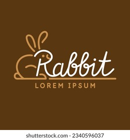 Emblema de Conejo minimalista y elegante. Gráficos modernos. Ilustración vectorial con texto en un estilo sencillo y de moda.