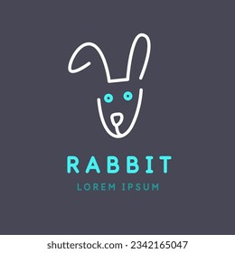 Minimalistic and stylish Rabbit emblem. Modern graphics. Vector illustration with text in a fashionable simple style.