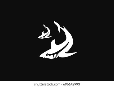 Minimalistic Stylish Shark Logo Swiming Sharks Icon