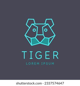Minimalistic and stylish Tiger emblem. Illustration with text in a fashionable simple style.