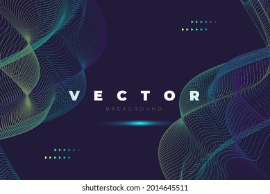 Minimalistic stylish vector design with abstract shapes from green thin lines on the black background