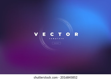 Minimalistic stylish vector template with blur purple and blue background and circles from thin lines