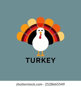 A minimalistic, stylized turkey with abstract patterns or simple geometric shapes. Can be used for Thanksgiving greeting cards or posters.