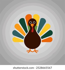 A minimalistic, stylized turkey with abstract patterns or simple geometric shapes. Can be used for Thanksgiving greeting cards or posters.