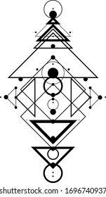 Minimalistische schwefelweiße Zusammensetzung von Linien und Formen. Abstraktes Tattoo oder Hintergrund als Design-Element.
