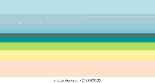 Minimalistic summer landscape. Vector trendy illustration.