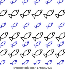 Minimalistic summer pattern with fish. Can be used for design. Hand-drawn illustration.