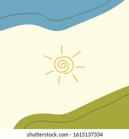Minimalistic summer poster, print, card drawn by hand. Abstract sketch. Vector illustration.