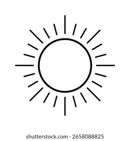 Minimalistic sun icon with radiating rays, representing light and warmth.