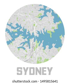 Minimalistic Sydney City Map Icon.