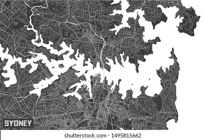 Minimalistic Sydney city map poster design.