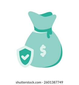 A minimalistic symbol reflecting the essence of the money bag, protection