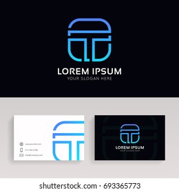 Minimalistic T letter logo square icon linear sign vector design.