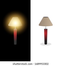 Minimalistic Table lamp with on and off lights vector design.