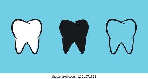 Juego de iconos de dientes minimalistas. Estilo plano, relleno e iconos vectoriales lineales.  Diseño de la industria dental.