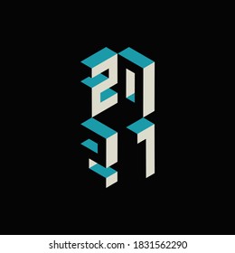 Minimalistic template for design for the New Year 2021. Vector illustration.