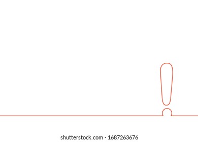 Minimalistische Vorlage mit einem roten Ausrufezeichen und einem Unterstrich und einem großen leeren Platz für Text oder Bilder.