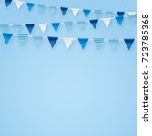 Minimalistic tender blue vector background with party flags buntings perfect for kids birthday greeting invitation cards design