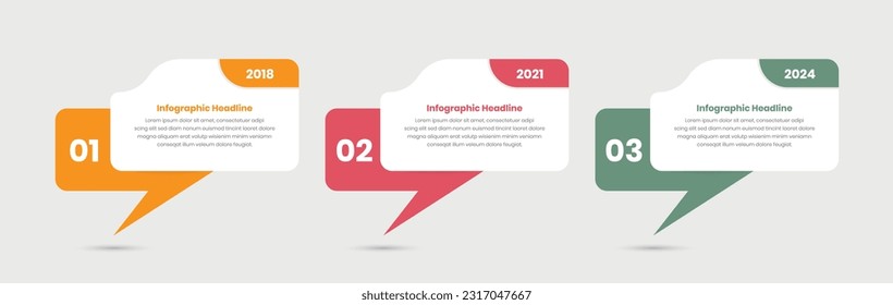 Minimalistic text bubble shape designed steps infographic presentation template