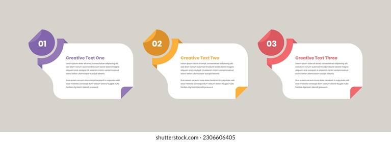 Minimalistic text presentation steps infographic template with page fold shape