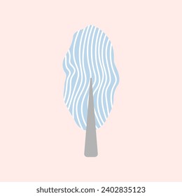 Minimalistic textured isolated frozen poplar, winter tree design, vector element organic style