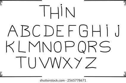 Minimalistic thin-line alphabet design featuring uppercase and lowercase letters. Ideal for modern typography and creative design projects.