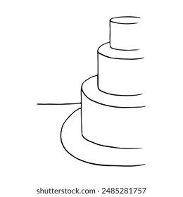 minimalistic three-tier cake stands on a table with empty space - hand drawn minimalistic illustration