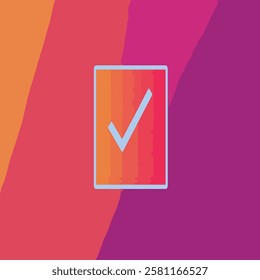minimalistic tick mark in square with many colours 