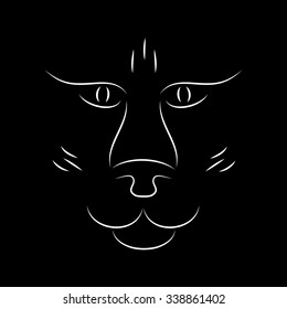Minimalistic tiger face on the dark background 