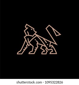 Minimalistic tiger logo of lines on black background