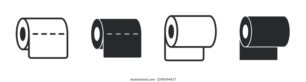 Minimalistic toilet paper roll illustrations vector icon set